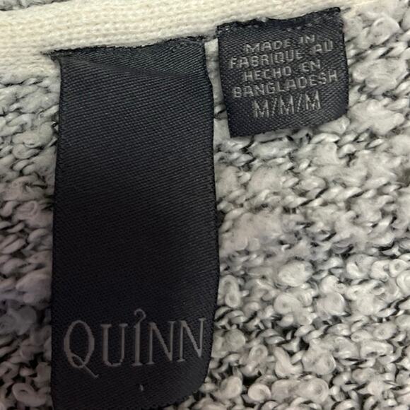 Quinn Gray Boucle Knit Long Sleeve Open Front Pockets Cardigan Sweater Top M - Picture 3 of 4